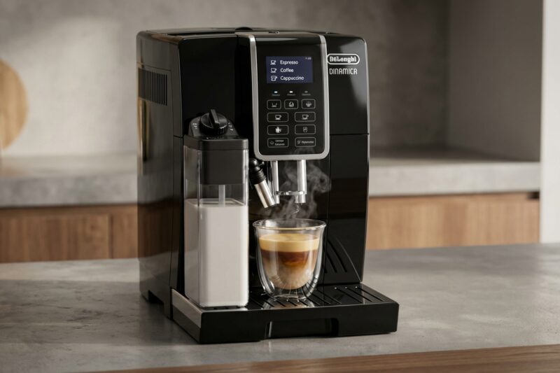 Ekspres do kawy De’Longhi Dinamica ECAM 350.55.B [TEST] ⭐️ Mistrz mlecznej pianki w dobrej cenie