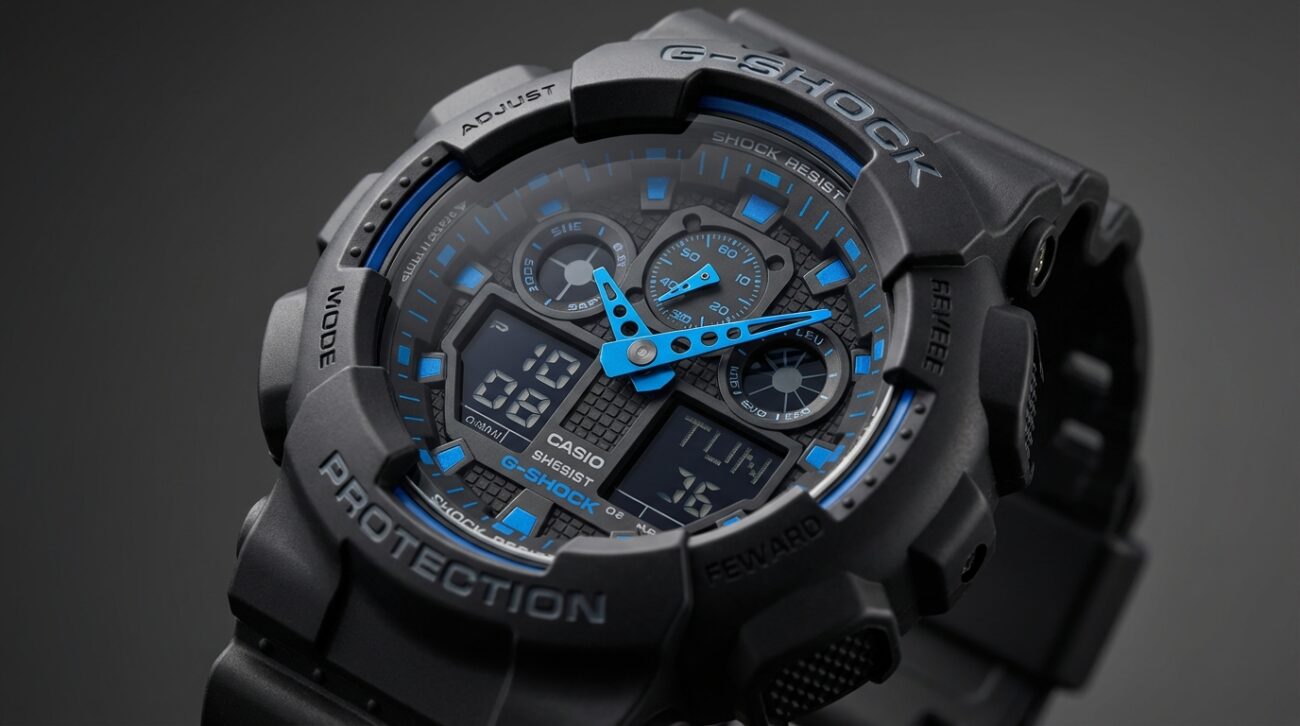 Test Zegarek sportowy Casio G-SHOCK GA-100-1A2 [TEST] ⭐️ Pancerny klasyk z niebieskim charakterem