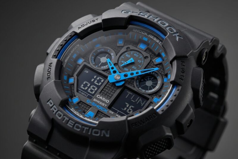 Test Zegarek sportowy Casio G-SHOCK GA-100-1A2 [TEST] ⭐️ Pancerny klasyk z niebieskim charakterem