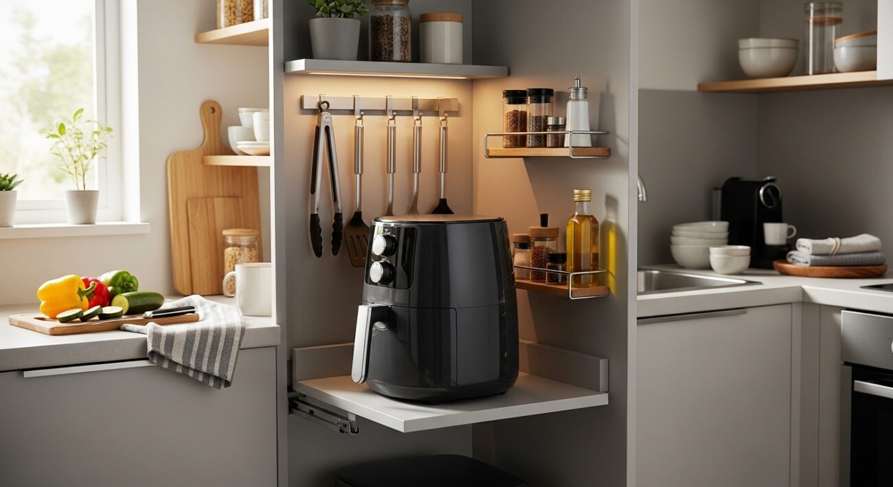 Frytkownica beztłuszczowa w małej kuchni - jak zorganizować miejsce na nowy sprzęt?