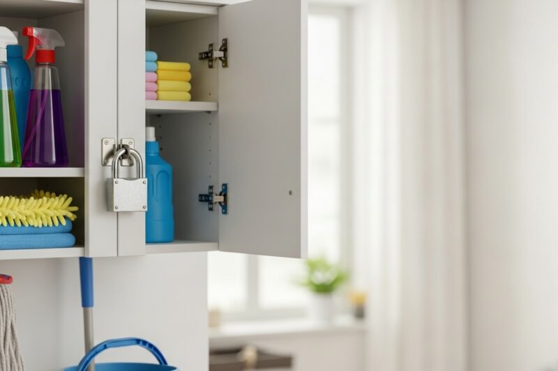 Jak przechowywać środki czystości i akcesoria, żeby były pod ręką, ale poza zasięgiem dzieci?