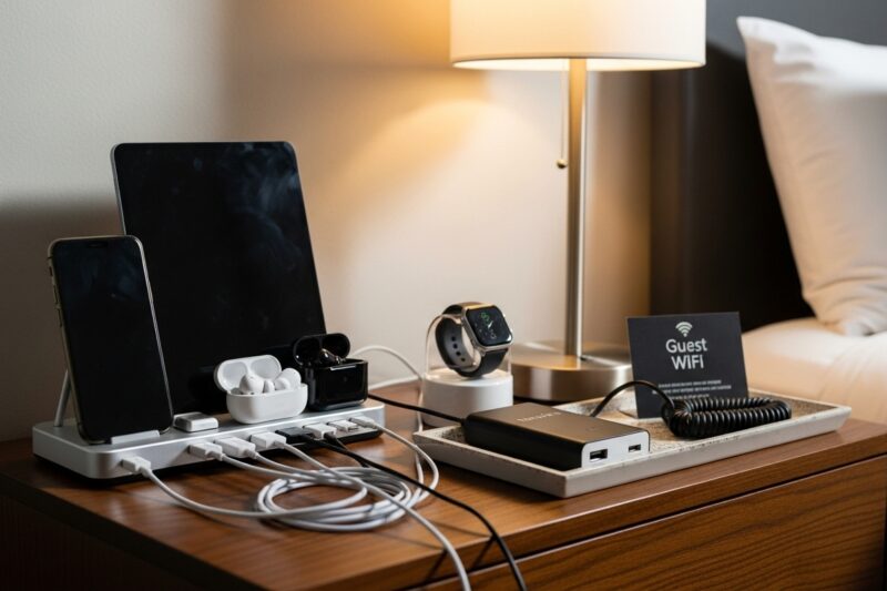 Jak urządzić kącik do ładowania sprzętów dla gości, którzy zostają na noc?