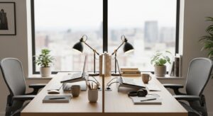 Jak zorganizować wspólne biurko dla dwóch osób pracujących zdalnie w jednym mieszkaniu?