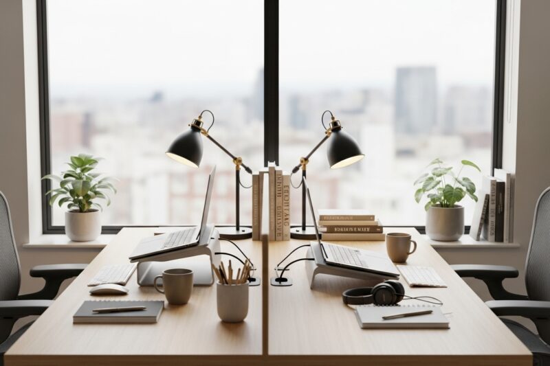 Jak zorganizować wspólne biurko dla dwóch osób pracujących zdalnie w jednym mieszkaniu?