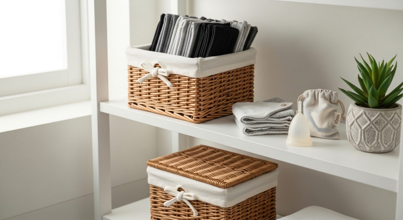 Majtki menstruacyjne i inne formy ochrony - jak dyskretnie przechowywać je w łazience?